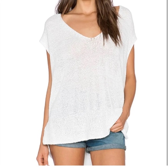 Free People Lightweight Knit V-Neck Cap Sleeves Bohemian Babydoll Coverup Tunic - Picture 1 of 9